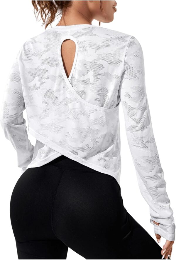 SweatyRocks Women's Lightweight Long Sleeve Workout Sports Activewear T Shirts Criss Cross Back Yoga Sports Tee