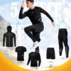 5PCS Workout Sets incluir Compression Shirt Pants Hoodie Jacket for Men Outdoor Sports Running Indoor Fitness