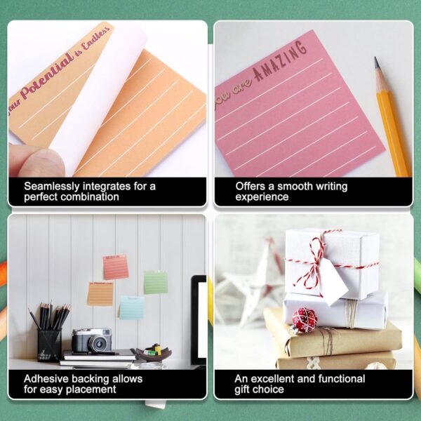 30 Pieces Inspirational Sticky Notes with Lines Sayings, 3 x 3 Inch Mental Health Colors Sticky Notes Appreciation Positive Gifts for Teacher Nurse Coworkers Work Office Supplies
