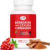 Berberine Supplement with Ceylon Cinnamon, Licorice Extract, Berberine 6X for Healthy Weight Management, Metabolism and Immune Support (120 Capsules)
