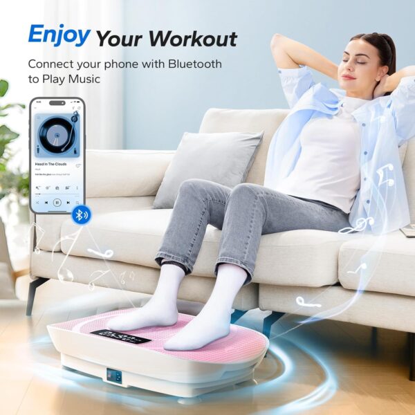 MERACH Vibration Plate Exercise Machine, Whole Body Workout Equipment for Women, Bluetooth and Silicone Pedal, Vibration Plate for Lymphatic Drainage, Vibrate Fitness Platform for Weight Loss