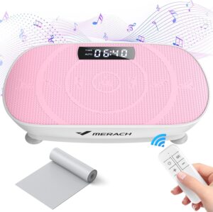 MERACH Vibration Plate Exercise Machine, Whole Body Workout Equipment for Women, Bluetooth and Silicone Pedal, Vibration Plate for Lymphatic Drainage, Vibrate Fitness Platform for Weight Loss