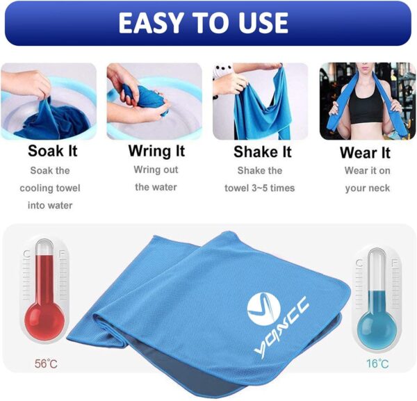 YQXCC 2 Pack Cooling Towel (47"x12") Ice Towel for Neck, Soft Breathable Chilly Towel, Microfiber Cool Towel for Yoga, Golf, Gym, Camping, Running, Workout & More Activities
