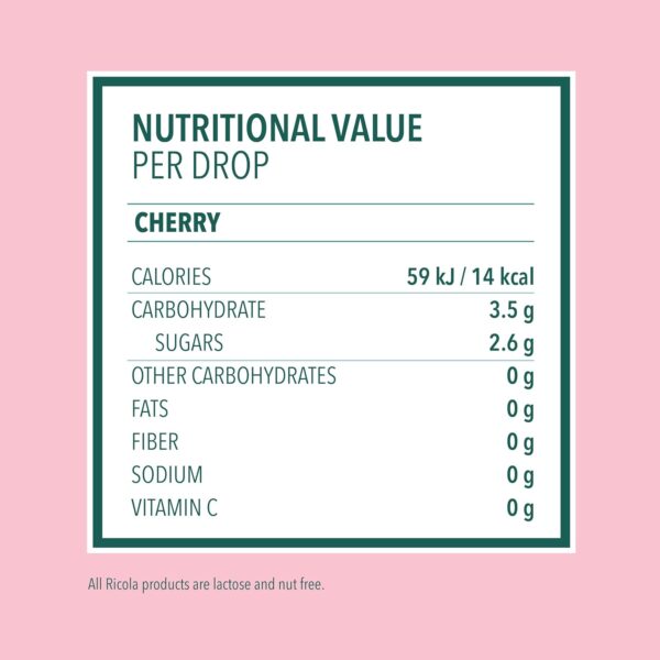 Ricola Cherry Throat Drops, 45 Count, Daily Drops For Delicious Throat Refreshment, Oral Anesthetic, Naturally Flavored