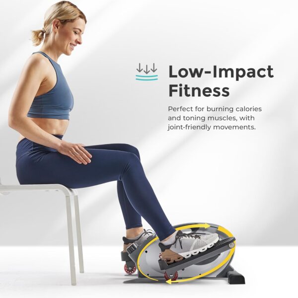 Sunny Health & Fitness Sitting Under Desk Elliptical Exerciser, Portable Pedal Training Machine for Senior Exercise, Peddler for Home Workout, Optional Free SunnyFit App, Magnetic, Motorized & In Pink