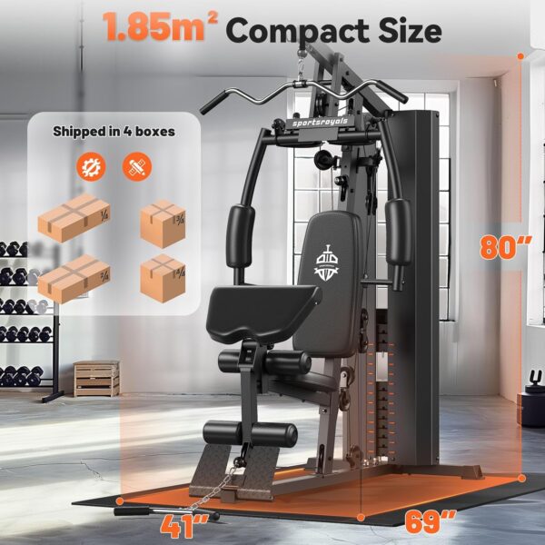 71U1rIyJioL._AC_SL1500_.jpg Sportsroyals Home Gym, Multifunctional Home Gym Equipment, Workout Station with 154LBS Weight Stack, Exercise Equipment for Full Body Traning with Pulley System