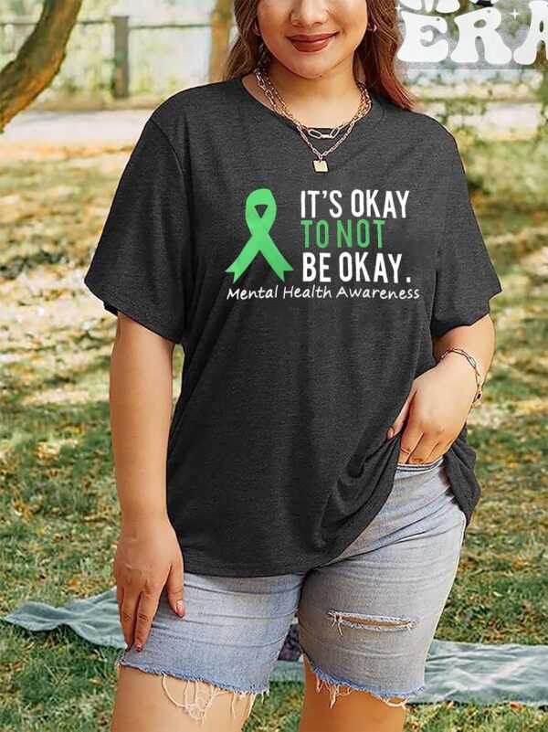 Women Plus Size Mental Health Awareness Shirt Its Okay to Not Be Okay T-Shirt Inspirational Positive Tee Tops(2-5X)