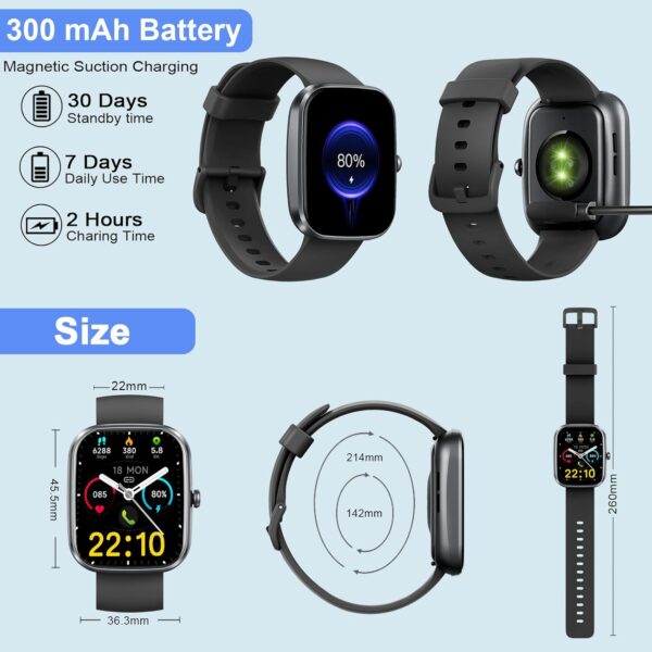 Smart Watch, 1.91" Smartwatch for Men Women (Answer/Make Call), Fitness Tracker with 100+ Sport Modes, IP68 Waterproof, Heart Rate/Sleep/Spo2 Monitor, Pedometer, Activity Tracker for Android iOS