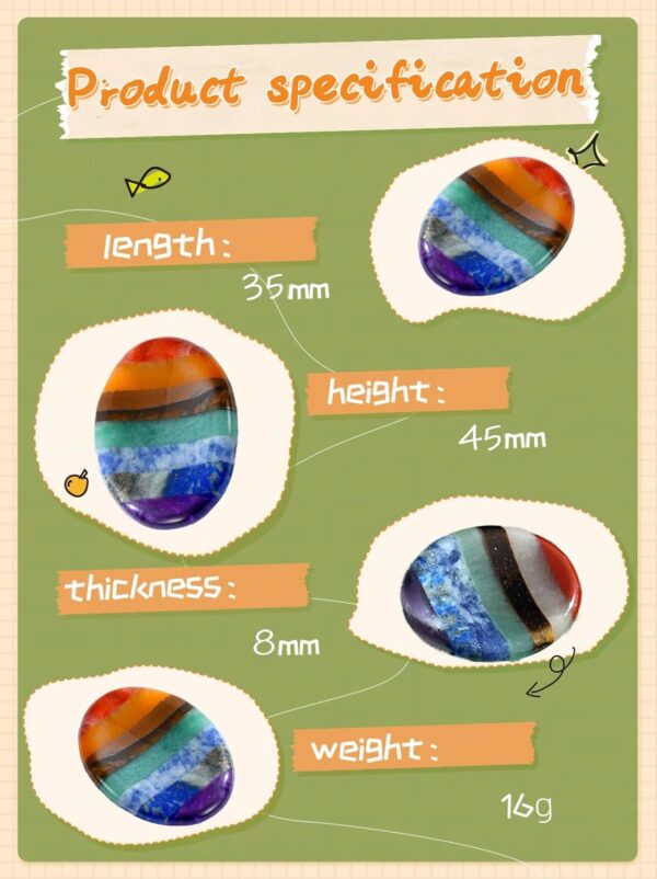 Thumb Worry Stone Crystals for Anxiety 7 Chakra Oval Crystals and Healing Stones Natural Tiny Meditation Accessories Mental Health Gifts Fidget Depression Stress Anxiety Relief Items for Women