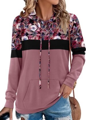 Angerella Hoodies for Women Camo Leopard Print Tops Pullover Hooded Sweatshirt Drawstring with Pocket
