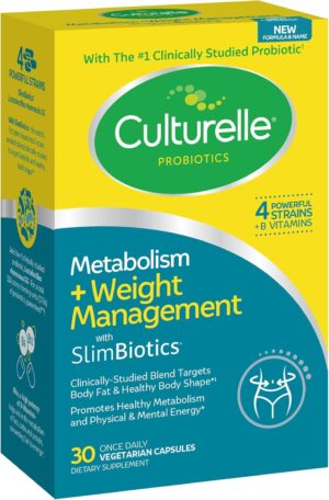 Culturelle Metabolism + Weight Management with SlimBiotics® Probiotic Capsules – 30 Count – Helps Safely Manage Weight - Promotes Healthy Metabolism and Physical & Mental Energy