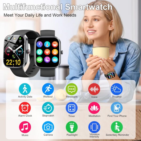 Smart Watch, 1.91" Smartwatch for Men Women (Answer/Make Call), Fitness Tracker with 100+ Sport Modes, IP68 Waterproof, Heart Rate/Sleep/Spo2 Monitor, Pedometer, Activity Tracker for Android iOS