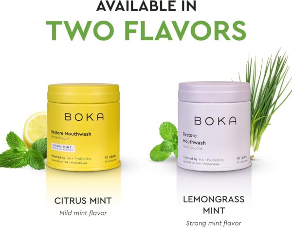 Boka Travel Size Mouthwash Tablets - Hydroxyapatite, Fluoride Free & Alcohol Free - Chewable Tablets to Freshen Breath, Kill Odor Quickly & Helps Remineralize Teeth - (90 Pcs, Mint)
