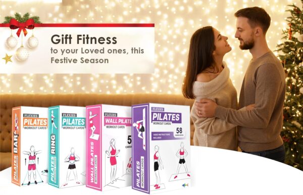 Pilates Bar Workout Cards - 58 Exercise Cards with Pilates Stick Work Out Postures, Instructions & Breathing Tips | Free Ring & Dry-Erase Marker to Create Your Customize Workout Planner Chart