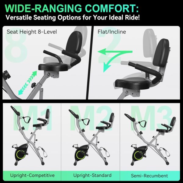 Foldable Exercise Bike Stationary Bikes for Home, 5 IN 1 Indoor Workout Bike, Cycling Bike with 16-Level Quiet Magnetic Resistance, 6.6 LBS Flywheel and 300LBS Capacity, 2024 Designed 817 X-bike