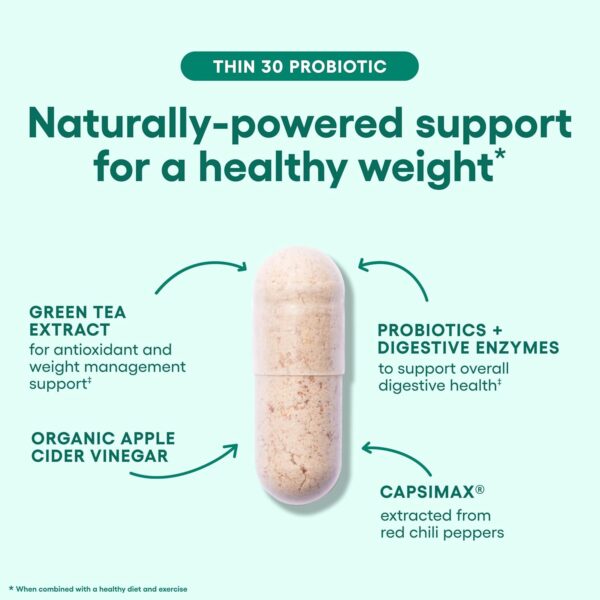 Physician's CHOICE Probiotics for Weight Management & Bloating - 6 Probiotic Strains - Prebiotics - Key ingredient Cayenne & Green Tea - Supports Gut Health - Weight Management for Women & Men - 30 CT