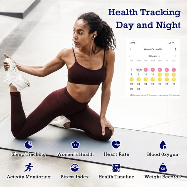 Smart Ring Health Tracker, Sleep Tracker Ring with Heart Rate, Waterproof Fitness Ring for Activity Monitoring/Steps/Distance/Calories,Air Gestures,Up to 7-Day Battery,for iOS Android (Light Gold,#8)