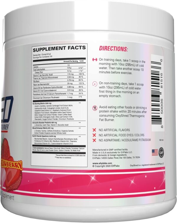 EHP Labs OxyShred Pre Workout Powder - Preworkout Powder with L Glutamine & Acetyl L Carnitine, Energy Boost Drink - Cosmic Blast, 60 Servings