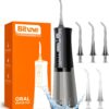 Bitvae Water Dental Flosser for Teeth, Cordless Water Teeth Cleaner Picks, 3 Modes 5 Intensities, IPX7 Waterproof, Rechargeable Water Dental Picks for Cleaning - Black