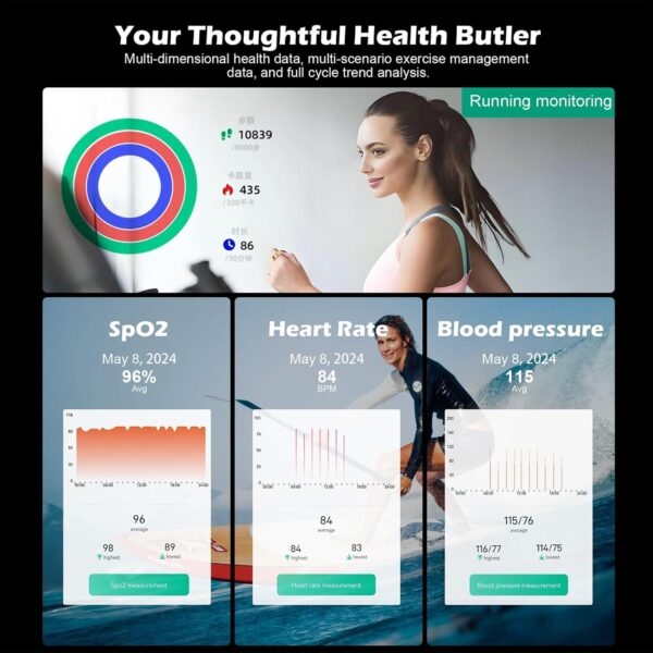 Smart Ring Fitness Tracker for Men - Health Heart Rate Ring with Sleep Monitor and Blood Oxygen Tracking, No Subscription Fee, Family Care, Remote Photography,IP68 Waterproof