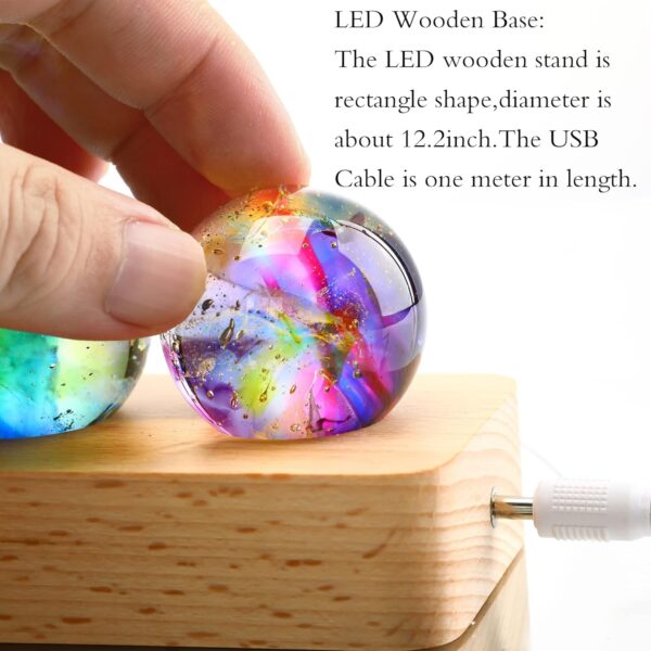 7 Chakra Natural Healing Spheres with LED Wooden Stand 40mm Crystal Quartz Stones for Meditation Positive Energy Night Light Decoration Balls Set for Home