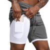 Leidowei Men's 2 in 1 Workout Running Shorts Lightweight Training Yoga Gym 7" Short with Zipper Pockets