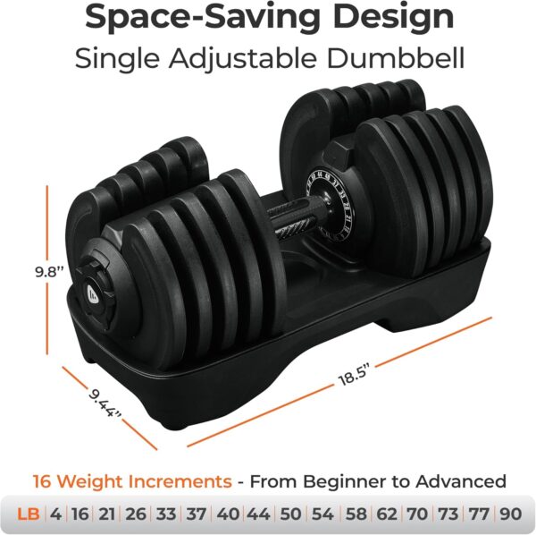 LifePro Adjustable Dumbbell Set/Single – 90lb, 25lb Dumbbells Set of 2, and Single piece - Quick Change Rotating Hand Weights for Women/Men at Home Gym Weight System, Ideal for Home Strength Training