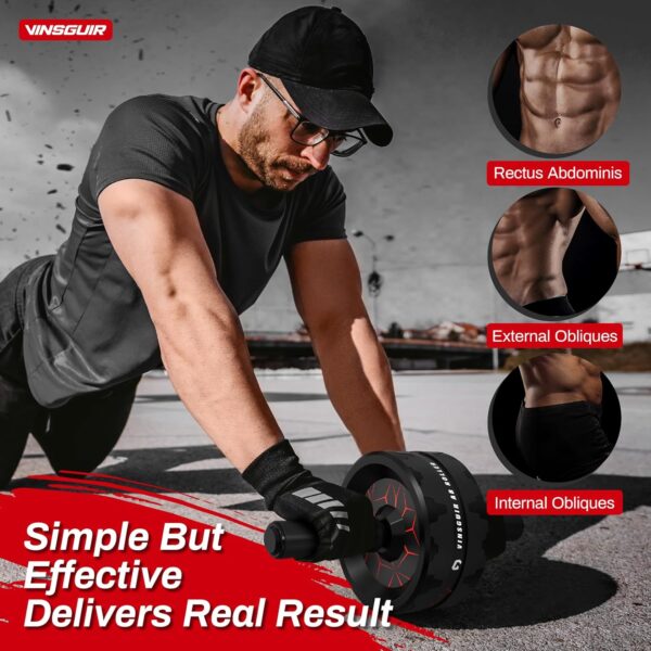 VINSGUIR Ab Roller Wheel, Abs & Core Workout Equipment for Home Gym with Knee Pad Accessories, Abdominal Wheel for Full-body Strength Training