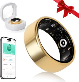 Smart Ring Fitness Tracker for Men - Health Heart Rate Ring with Sleep Monitor and Blood Oxygen Tracking, No Subscription Fee, Family Care, Remote Photography,IP68 Waterproof