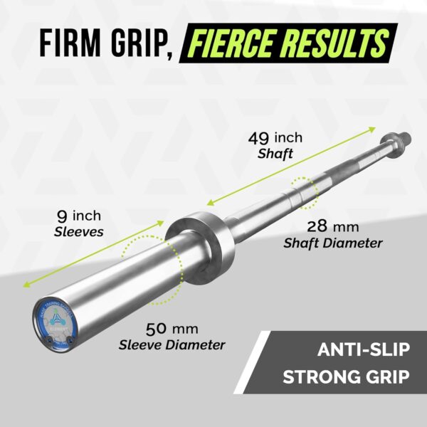 Olympic Training Barbell (6FT) (15 Pound Weight) (300 LBS Capacity), Home Gym Fitness Equipment, Strength Training Workout Bar, Weight bar for Squats, Deadlift, Weightlifting, Bench Press