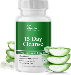 15 Day Cleanse Gut Support, Detox for Men & Women, All Natural Colon Cleanser for Bloating and Constipation Relief, Extra Calorie Loss with Healthy Probiotics - 30 Capsules