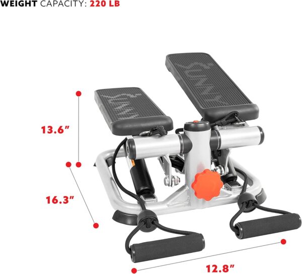 Sunny Health & Fitness Total Body 2-in-1 Stepper Machine, Total Body Workout, Adjustable Hydraulic, Resistance Bands, Non-Slip Pedals w Optional Free SunnyFit App Enhanced Bluetooth Connectivity