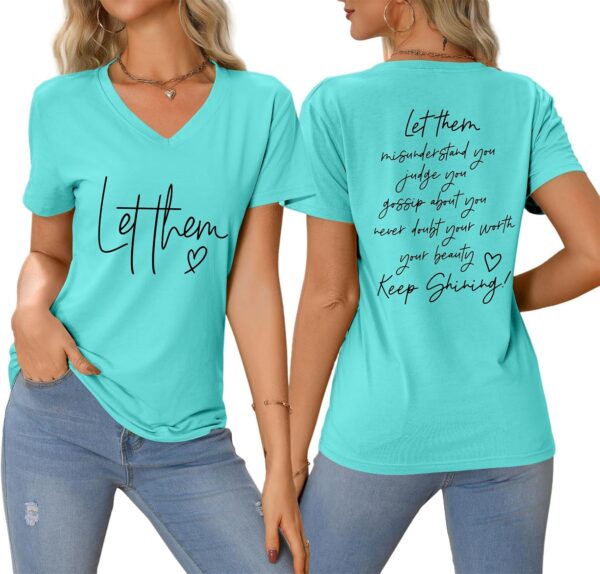 Let Them Misunderstand You V-Neck T-Shirt Mental Health Shirt for Women Inspirational Graphic Tees Motivational Gift