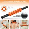 5 in 1 Foam Roller Set for Deep Tissue Muscle Massage, Trigger Point Fitness Exercise Foam Roller, Massage Roller, Massage Ball, Stretching Strap, for Whole Body (Orange Black)