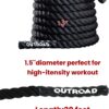 Outroad Battle Rope, 1.5" Diameter 30ft Poly Dacron Workout Exercise Training Heavy Rope, Workout Equipment for Crossfit Training Home Gym & Fitness Exercises, Black and Pattern
