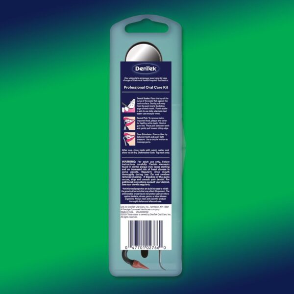 DenTek Professional Oral Care Kit, Advanced Clean- Portable, Multiple Tips, Dental Pick, Scaler, Stimulator, and Dental Mirror, White