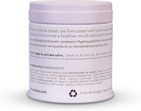 Boka Travel Size Mouthwash Tablets - Hydroxyapatite, Fluoride Free & Alcohol Free - Chewable Tablets to Freshen Breath, Kill Odor Quickly & Helps Remineralize Teeth - (90 Pcs, Mint)