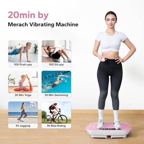 MERACH Vibration Plate Exercise Machine, Whole Body Workout Equipment for Women, Bluetooth and Silicone Pedal, Vibration Plate for Lymphatic Drainage, Vibrate Fitness Platform for Weight Loss