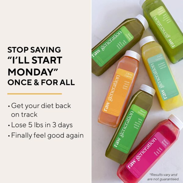 RAW generation 3-Day Skinny Cleanse - Best Sweet Greens Detox Juice Cleanse for Weight Management/Healthiest Way to Cleanse Your System/Jumpstart a Healthier Diet