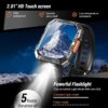 Military Smart Watch for Men (Answer/Make Calls), 2.01'' Smart Watch for Android and iPhone, Fitness Tracker with Flashlight/Compass/100 Days Battery/Heart Rate/Sleep/100+ Sport Modes(2 Straps)