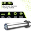 Olympic Training Barbell (6FT) (15 Pound Weight) (300 LBS Capacity), Home Gym Fitness Equipment, Strength Training Workout Bar, Weight bar for Squats, Deadlift, Weightlifting, Bench Press