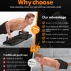 Push Up Board,Home Gym,Portable Exercise Equipment,Pilates Bar and 20 Fitness Accessories with Resistance Bands and Ab Roller Wheel,Full Body Workout at Home