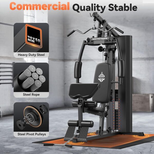71yGcJddhUL._AC_SL1500_.jpg Sportsroyals Home Gym, Multifunctional Home Gym Equipment, Workout Station with 154LBS Weight Stack, Exercise Equipment for Full Body Traning with Pulley System