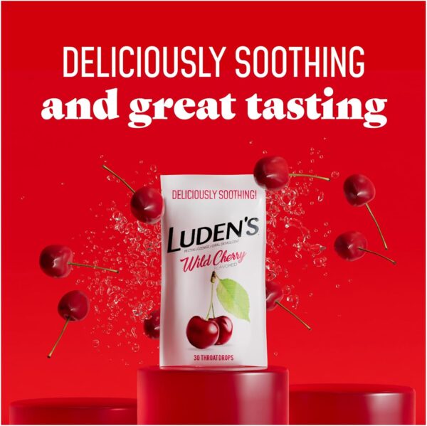 Luden's Wild Cherry Throat Drops | Deliciously Soothing | 30 Drops | 1 Bag