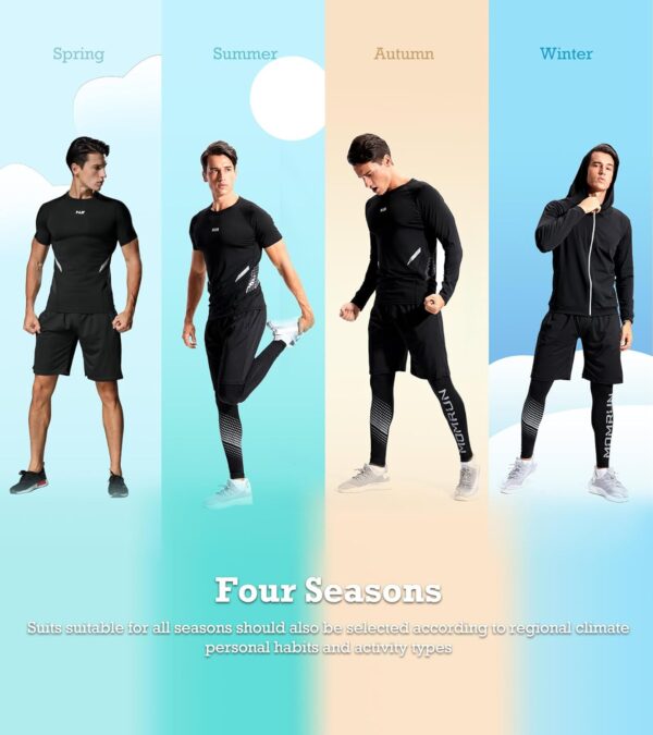 5PCS Workout Sets incluir Compression Shirt Pants Hoodie Jacket for Men Outdoor Sports Running Indoor Fitness