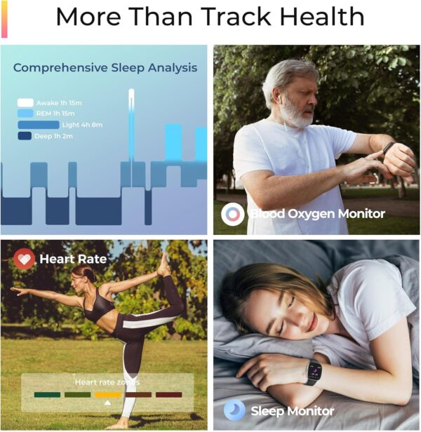 Health Fitness Tracker, 24/7 Heart Rate/SpO2/Sleep Monitor, 1.69'' Activity Trackers with Pedometer, Calories & Step Counter, Fitness Smart Watches for Women Men