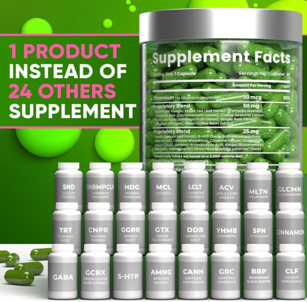Bioteque Lab Weight Loss Diet Capsules, Natural Appetite Suppressant, Fat Burner for Women and Men with Apple Cider, Green Coffee Bean Extract, Cinnamon, Cayenne Pepper Metabolism Booster