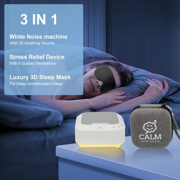 Portable Calm Sleep Device kit with 9 Mindfulness Meditations for Beginners, Sleep 3D Mask,Case,28 Nature Sounds, Meditation for Stress Relief,Self Care,Money,Positivity,Adult,Kids