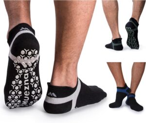 Muezna Men's Non-Slip Yoga Socks, Anti-Skid Pilates, Barre, Bikram Fitness Hospital Slipper Socks with Grips