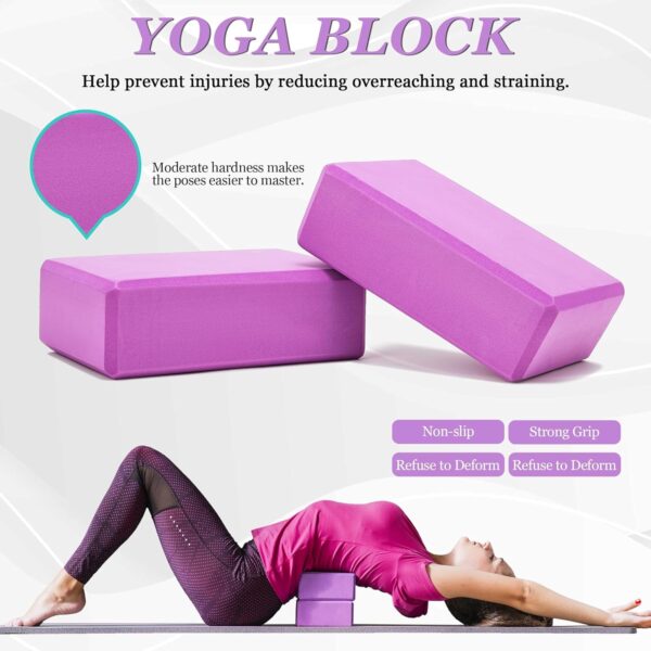 Yoga Wheel 12 in 1 Set with Back Cracker Roller for Pain Relief & Deep Tissue Massage Yoga Blocks 2 Pack with Yoga Ring, Yoga Accessory for Stretching Equipment, Yoga Starter Kit for Beginner